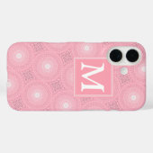 Monogram roze cirkelpatroon Case-Mate iPhone case (Achterkant (horizontaal))