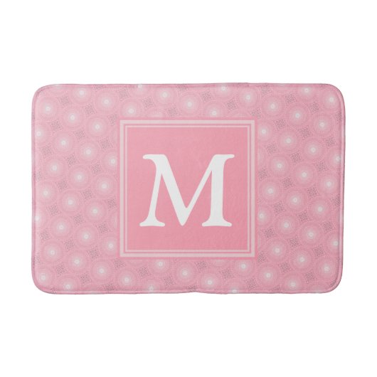 Monogram roze cirkels patroon badmat (Voorkant)