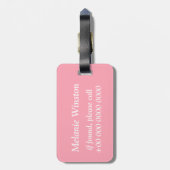 Monogram roze cirkels patroon bagagelabel (Achterkant verticaal)