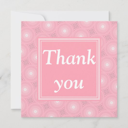 Monogram roze cirkels patroon bedankkaart (Voorkant)