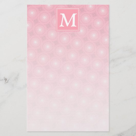 Monogram roze cirkels patroon briefpapier (Voorkant)