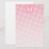 Monogram roze cirkels patroon briefpapier (Voorkant / Achterkant)
