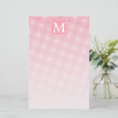 Monogram roze cirkels patroon briefpapier (Staand voorkant)