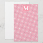 Monogram roze cirkels patroon briefpapier (Voorkant / Achterkant)