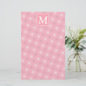 Monogram roze cirkels patroon briefpapier (Staand voorkant)