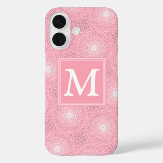 Monogram roze cirkels patroon Case-Mate iPhone case (Achterkant)