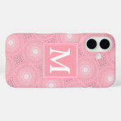 Monogram roze cirkels patroon Case-Mate iPhone case (Achterkant (horizontaal))