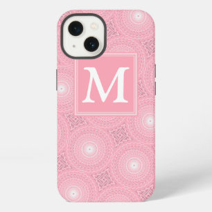 Monogram roze cirkels patroon Case-Mate iPhone hoe 13 Hoesje