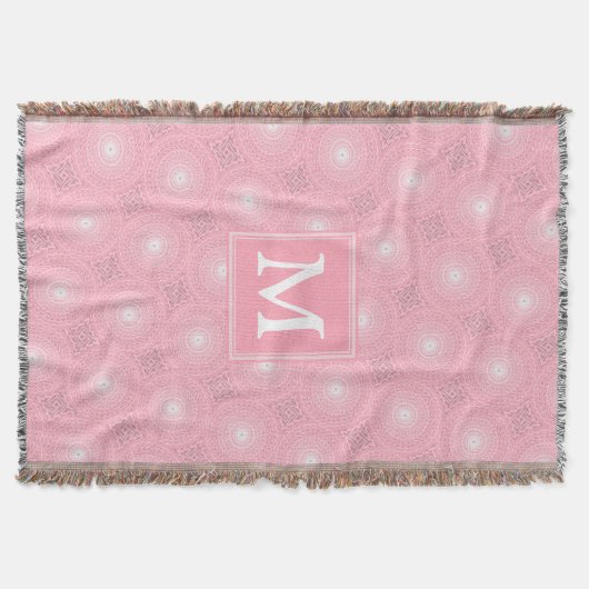Monogram roze cirkels patroon deken (Voorkant)