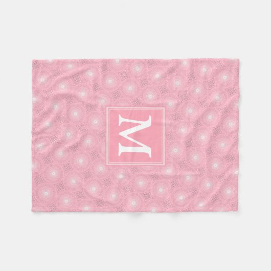 Monogram roze cirkels patroon fleece deken (Voorkant (Horizontaal))