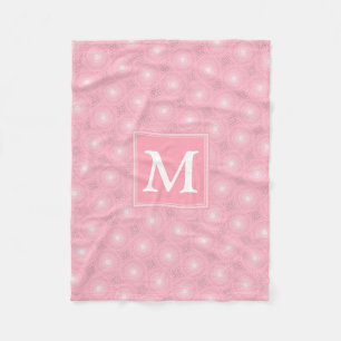 Monogram roze cirkels patroon fleece deken