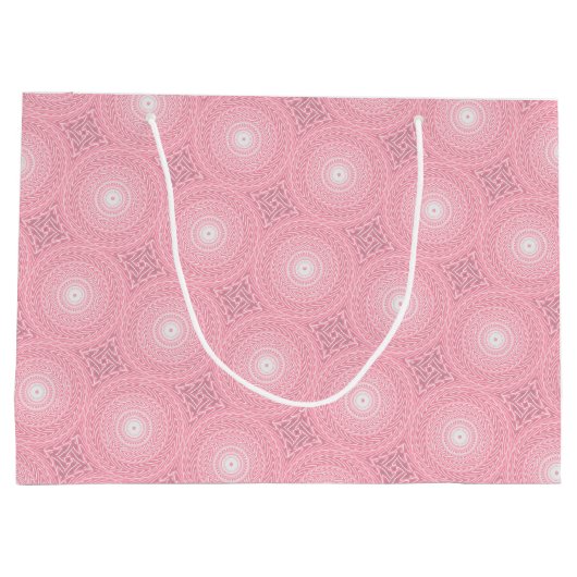 Monogram roze cirkels patroon groot cadeauzakje (Achterkant)