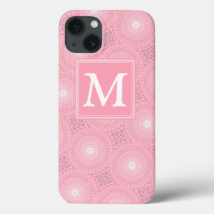Monogram roze cirkels patroon Hoesje-Mate iPhone c Case-Mate iPhone Case