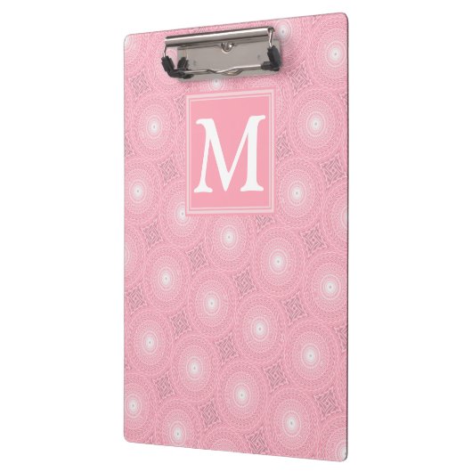 Monogram roze cirkels patroon klembord (Links)