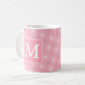 Monogram roze cirkels patroon koffiemok (Voorkant links)
