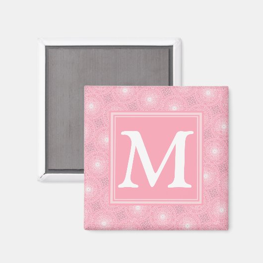 Monogram roze cirkels patroon magneet (Voorkant / Achterkant)