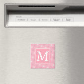 Monogram roze cirkels patroon magneet (Insitu (Vaatwasser))