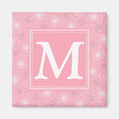 Monogram roze cirkels patroon magneet (Voorkant)