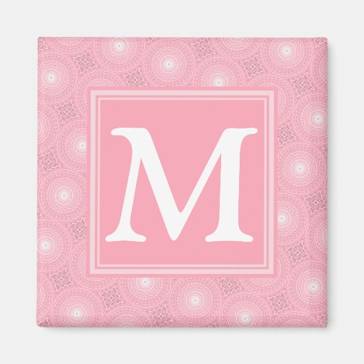 Monogram roze cirkels patroon magneet (Voorkant)
