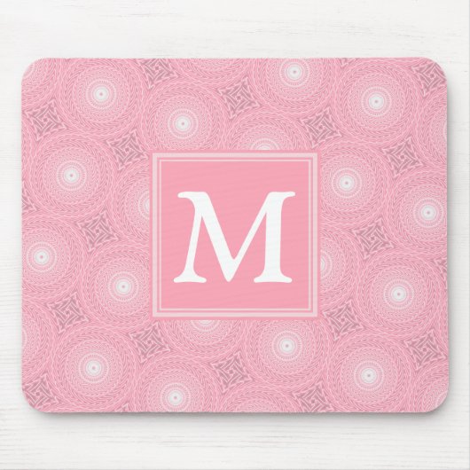 Monogram roze cirkels patroon muismat (Voorkant)