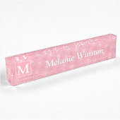 Monogram roze cirkels patroon naambordje