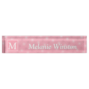 Monogram roze cirkels patroon naambordje