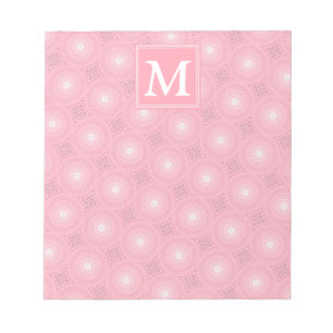 Monogram roze cirkels patroon notitieblok