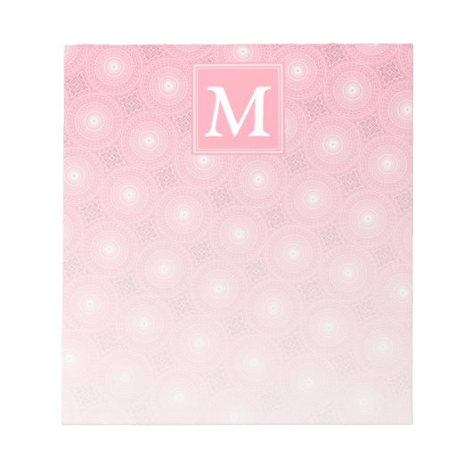 Monogram roze cirkels patroon notitieblok (Voorkant)