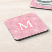 Monogram roze cirkels patroon onderzetter (Linkerzijde)