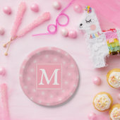 Monogram roze cirkels patroon papieren bordje (Feest)