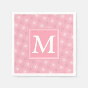 Monogram roze cirkels patroon servetten