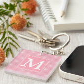 Monogram roze cirkels patroon sleutelhanger (Voorkant Rechts)
