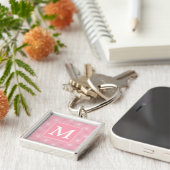 Monogram roze cirkels patroon sleutelhanger (Zijkant)
