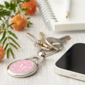 Monogram roze cirkels patroon sleutelhanger (Zijkant)