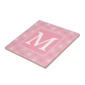 Monogram roze cirkels patroon tegeltje (Zijkant)