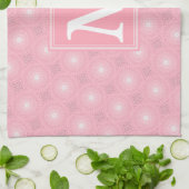 Monogram roze cirkels patroon theedoek (Gevouwen)