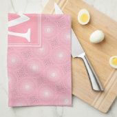 Monogram roze cirkels patroon theedoek (Quarter Fold)