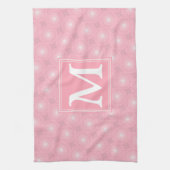 Monogram roze cirkels patroon theedoek (Verticaal)