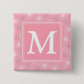 Monogram roze cirkels patroon vierkante button 5,1 cm (Voorkant)