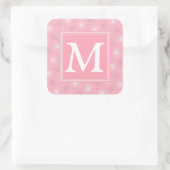 Monogram roze cirkels patroon vierkante sticker (Tas)