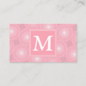 Monogram roze cirkels patroon visitekaartje (Voorkant)