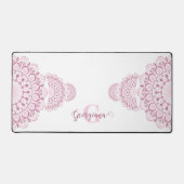 Monogram Roze Confetti Kant Siermandala Bureaumat (Voorkant)