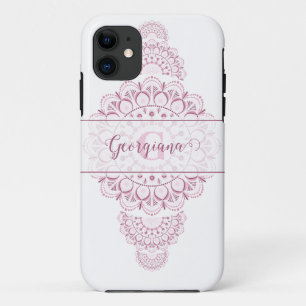 Monogram Roze Confetti Kant Siermandala Case-Mate iPhone Case