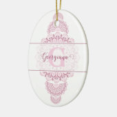 Monogram Roze Confetti Kant Siermandala Keramisch Ornament (Links)