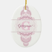 Monogram Roze Confetti Kant Siermandala Keramisch Ornament (Voorkant)