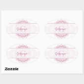 Monogram Roze Confetti Kant Siermandala Ovale Sticker (Vel)