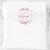 Monogram Roze Confetti Kant Siermandala Ovale Sticker (Tas)