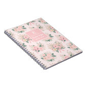 Monogram Roze Coquette Bloemen, Esthetische Bloeme Notitieboek (Rechterzijde)