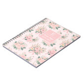 Monogram Roze Coquette Bloemen, Esthetische Bloeme Notitieboek (Linkerzijde)