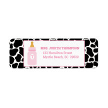 Monogram Roze Cowprint Melk a Holic adreslabel